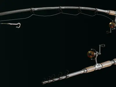 Fishing rod Low-poly 3D model get