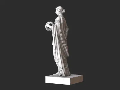 Roman Woman Statue - Granite Low-poly 3D model