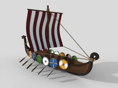 Low poly Viking Ship Low-poly 3D model