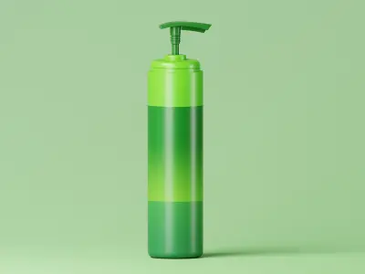 Cosmetic Green Pump Bottle 3D Model Low-poly 3D model