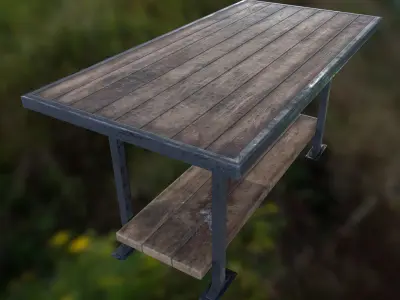 Work Table Worktable Game Ready PBR Textures Low-poly 3D model