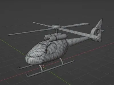 low poly helicopter funny for game and animation Low-poly 3D model