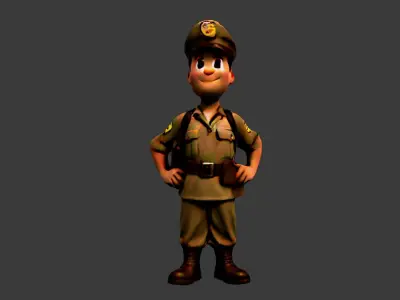 World War II Usa Soldier Low-poly 3D model