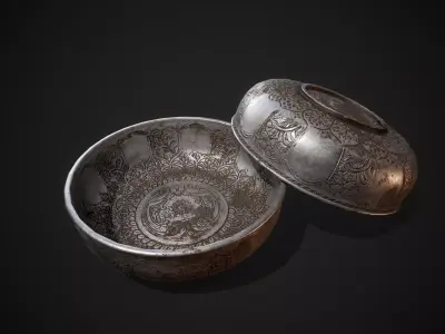 PBR Silver Bowl Low-poly 3D model