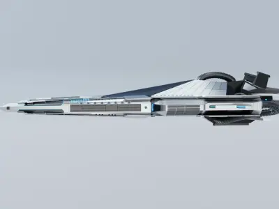 Sci-Fi Fighter Spaceship - mk-74 Low-poly 3D model