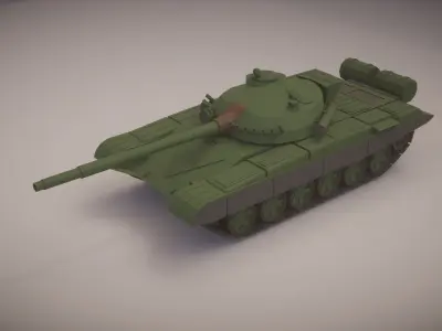 Simple T-72A Tank Low-poly 3D model