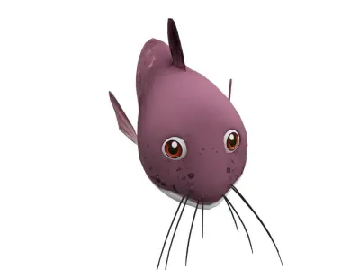 Black Eel tail Cat Fish Cartoon Animated Low-poly 3D model