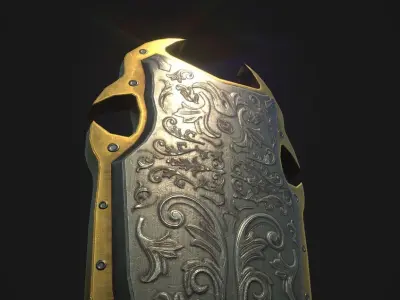 3D Model High Detailed Shield Low-poly 3D model