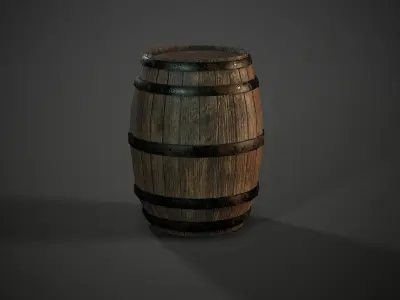 Old wooden barrel - PBR Game Ready Low-poly 3D model Low-poly 3D model