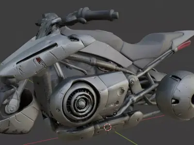 Sci-Fi Hover Bike - Damaged Cyberpunk Vehicle - Game Ready PBR Low-poly 3D model