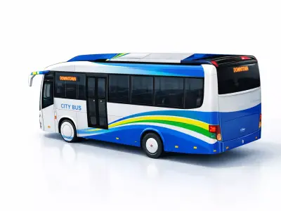 City Public Transport Bus Low-poly 3D model