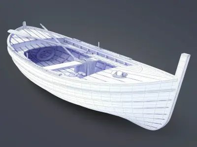 Wooden boat 3D model