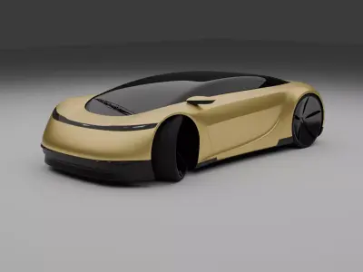 Concept Car Gold Color Fully made in Blender Free 3D model