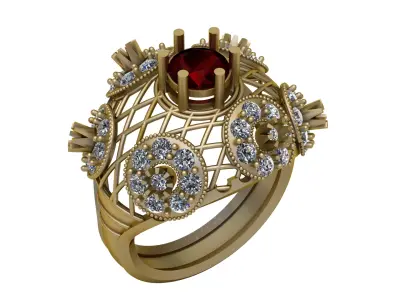 ANTIQUE DIAMOND RING 3D PRINTABLE MODEL 3D print model