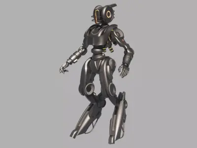 Cybernetic Female Android Low-poly 3D model