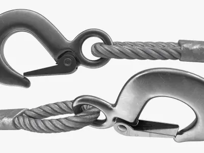 Emergency Towing Steel Wire Rope with Hooks 3m 3D model