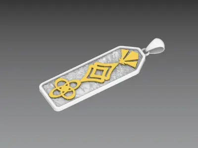 Charm Rectangular Long Pendant jewelry  3D print model