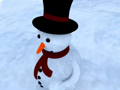 Snowman-2 snowman wearing top hat and scarf 3D model