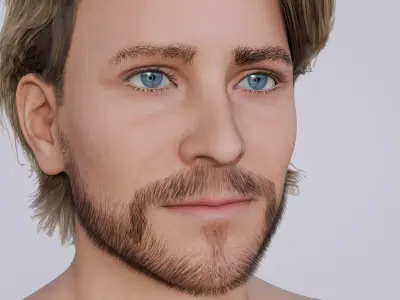 Bradly Cooper - Celebrity Actor Young - Wavy Side Part Haircut Low-poly 3D model