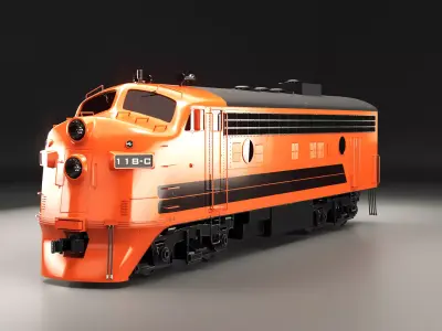 Vintage EMD F7 Diesel Locomotive - Low Poly PBR Game-Ready Low-poly 3D model purchase