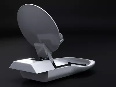 TV Broadcast Satellite Dish Roof Mounted PBR Workflow Low-poly 3D model