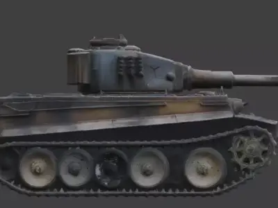 Destroyed World War II Heavy Battle Tank 3D Model V03 Low-poly 3D model
