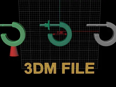 Earring Hoop Box Opened Back 7mm inside Width  3D print model