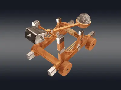 Medieval Catapult 3D model 6