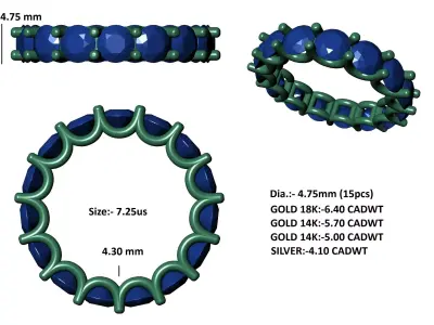 Round Stone Eternity Band 3D print model