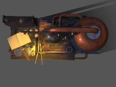 Steampunk Refinery 3D model