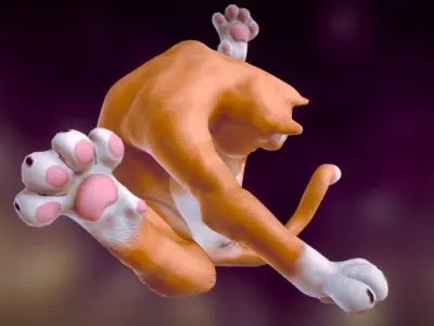Licking Cat Free low-poly 3D model