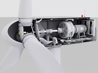 Wind Turbine Nacelle Internal Structure Cross Section 3D model