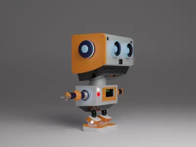 Sci-fi cute 3d robot model rigged and with dance animation Low-poly 3D model
