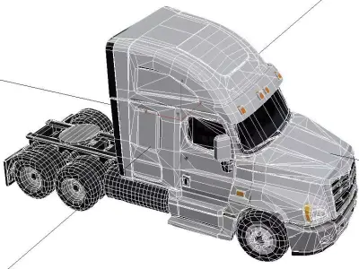 Freightliner Cascadia Low Poly Highway Semi Truck Low-poly 3D model