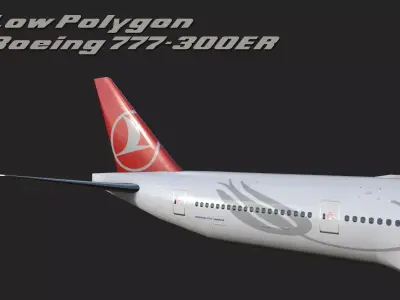 Boeing 777 Turkish Low-poly 3D model