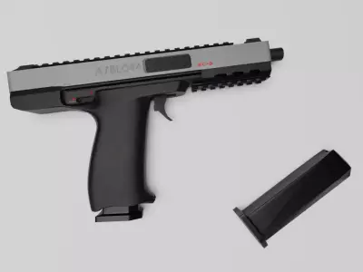 Sci-Fi Machine Pistol - Game Ready - Rigged Low-poly 3D model