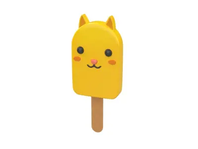 Cartoon Cat Ice Cream Cute Low-poly 3D model