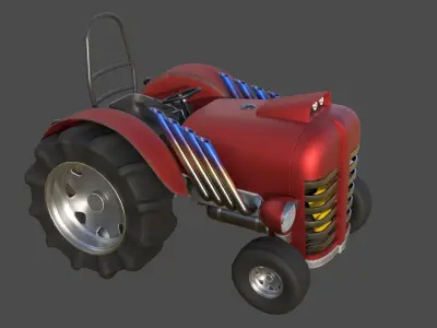 Tractor Game Ready Low Poly Low-poly 3D model 3D model