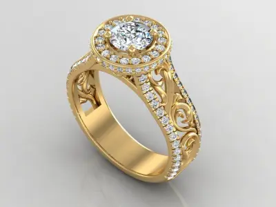 Engagement halo ring 3D model purchase