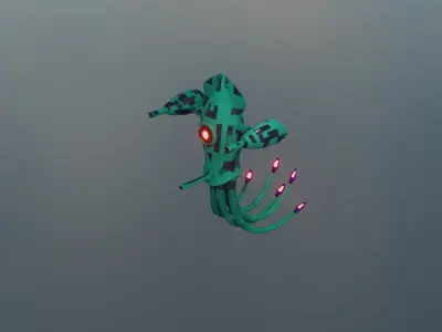 Scifi Spcae Squid Low-poly 3D model