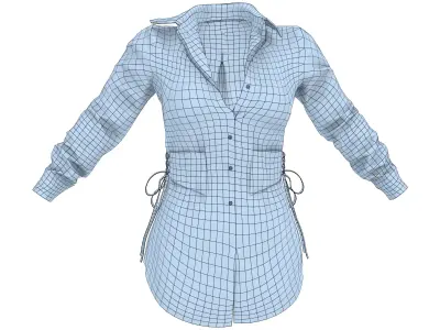 Open Chest Corset Waist Striped Shirt Top Jacket Low-poly 3D model