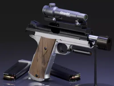 P210-6 NOVAKS Custom Pistol Low-poly 3D model