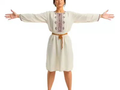 Traditional Dress Character Model Pack with Embroidered Details Low-poly 3D model