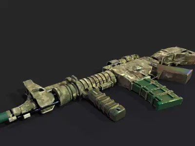 Military assault rifle Low-poly 3D model