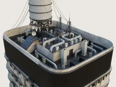 Building Skyscraper City Town Downtown Office Space Work Street Low-poly 3D model buy