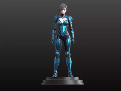 Cybernetic Girl STL Futuristic Robotic Female 3D print model