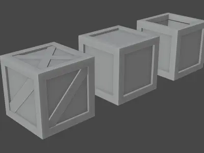 Wooden crates 3 types Free low-poly 3D model