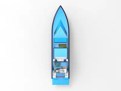 blue yacht 3D model