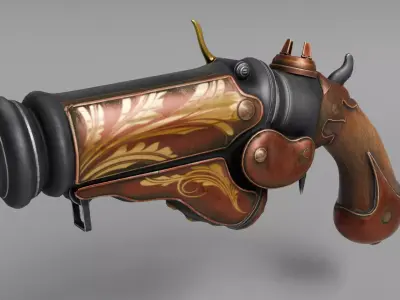 Steampunk gun Low-poly 3D model order