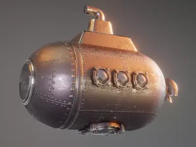 small submarine made in blender 3D model
